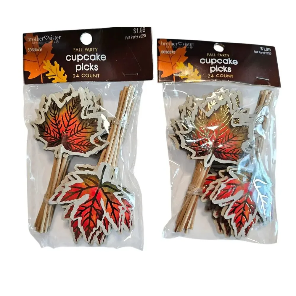 FALL & HALLOWEEN Ribbon & Decor Lot Leaves Pumpkins Cupcake Picks Etc